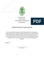 Certificate of Validation Sir Aaron