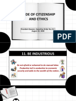 Code of Citizenship and Ethics: President Quezon, Executive Order No.217, August 19, 1939