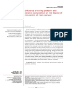 Influence of Curing Protocol and Ceramic Composition On The Degree of Conversion of Resin Cement