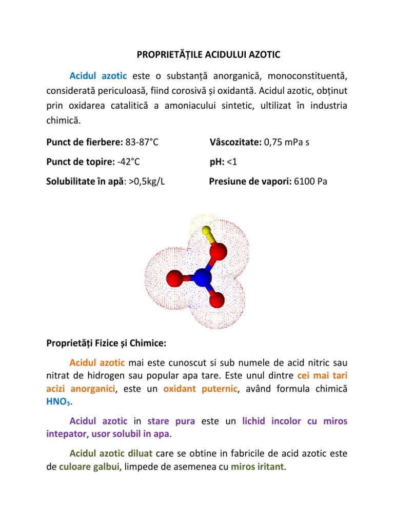 Proprietățile Acidului Azotic | PDF