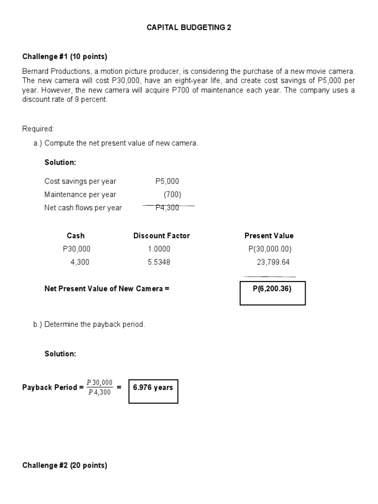 Capital Budgeting Analysis Guide | PDF | Net Present Value | Capital ...