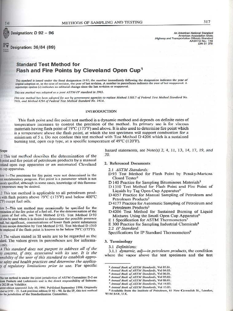 06 - STD Test Method For Flash and Fire Points by Cleveland Op | PDF