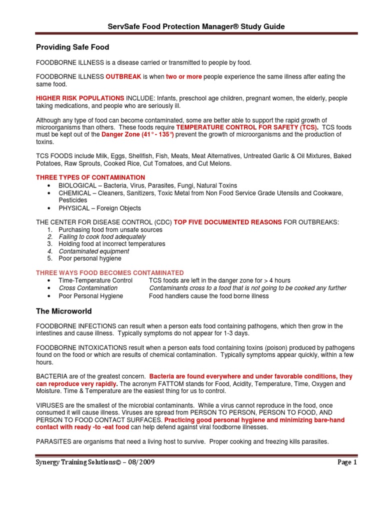 ServSafe Study Guide - Synergy | PDF