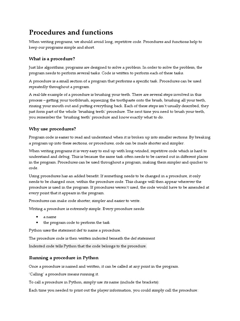 Procedures and Functions | PDF | Subroutine | Scope (Computer Science)