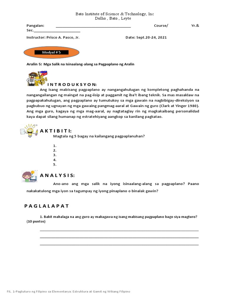 5.1 MODULE 5 Fil I Activity Sheets | PDF