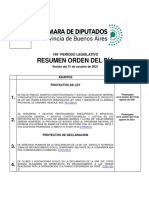 Orden Del Día 21 de Octubre Cámara de Diputados de La Provincia de Buenos Aires