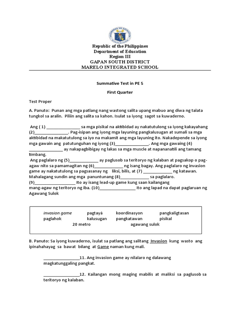 summative test grade 2 3rd quarter week 5