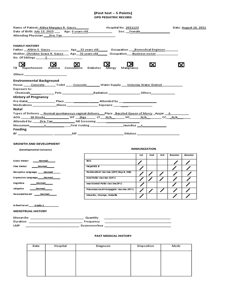 OPD Pediatric Record PDF Vaccines Epidemiology