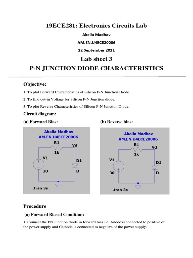 P-N Junction Diode Characteristics Lab | PDF | Diode | P–N Junction