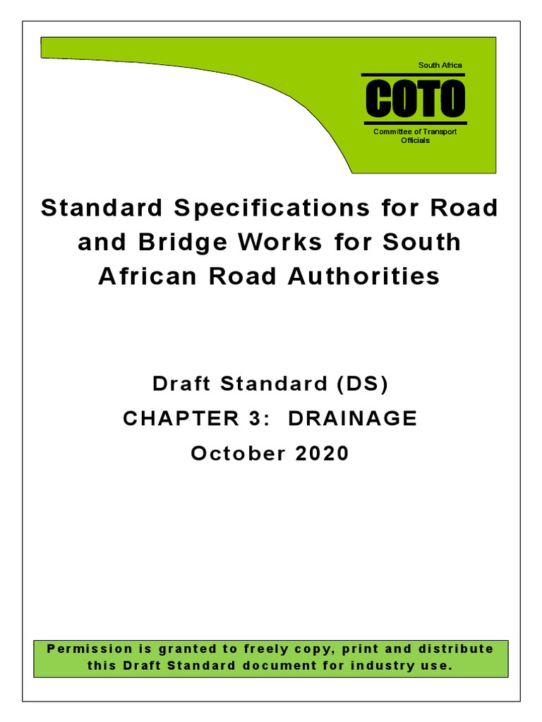 South Africa's Standard Specifications for Road and Bridge Drainage ...
