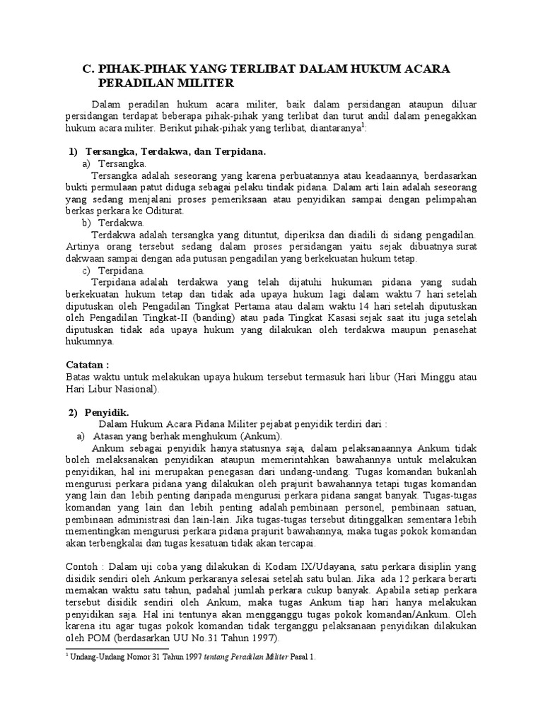 Pihak Terlibat dalam Peradilan Militer | PDF | Hukum