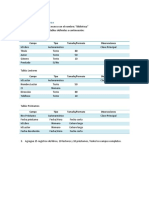 EJERCICIO 3: Biblioteca: Campo Tipo Tamaño/Formato Observaciones