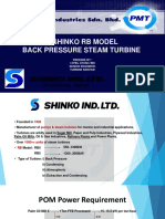 Shinko RB Model Back Pressure Steam Turbine Specs