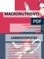 Macronutrients: Carbohydrates (CHO) Proteins (CHON) Fats