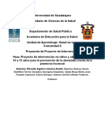 Proyecto de Intervención en Niños y Adolescentes de 10 A 15 Años para La Prevención de La Obesidad A Través de La Plataforma Facebook