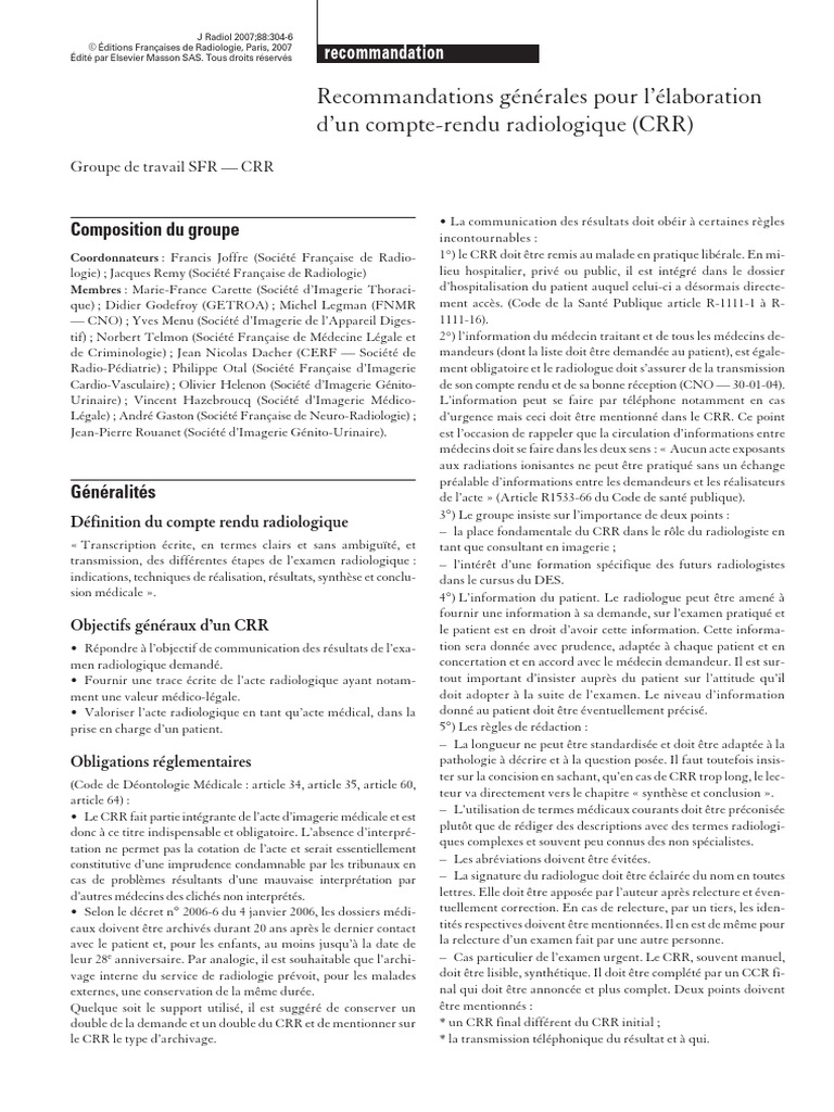 Recommandations Generales Pour Lelaboration Dun Compte Rendu ...