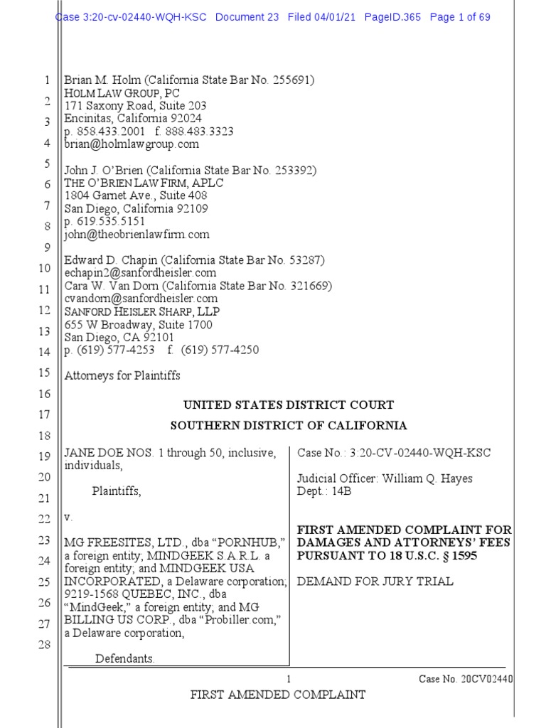 First Amended Complaint PDF Public Law Justice