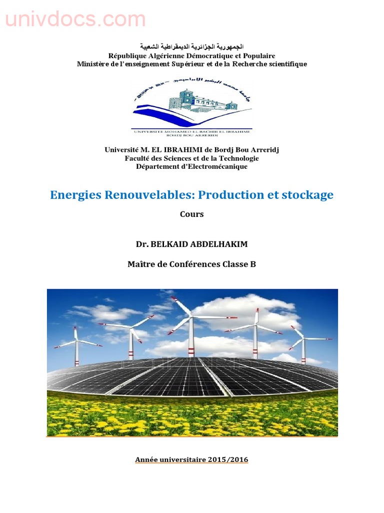 Énergies Renouvelables : Production et Stockage | PDF | Économie ...