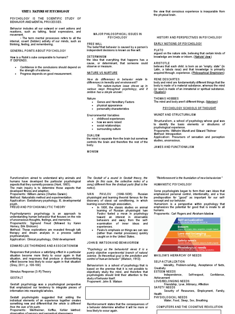 Nature of Psychology Overview | PDF | Psychology | Mind