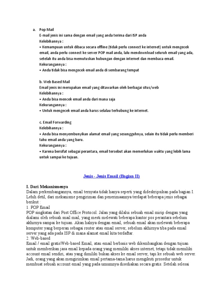 Jenis-Jenis Email: POP dan Web-Based | PDF | Layanan Jaringan | Surel