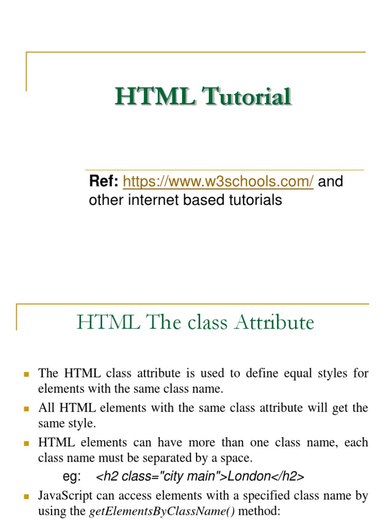 HTML Tutorial: and Other Internet Based Tutorials | PDF
