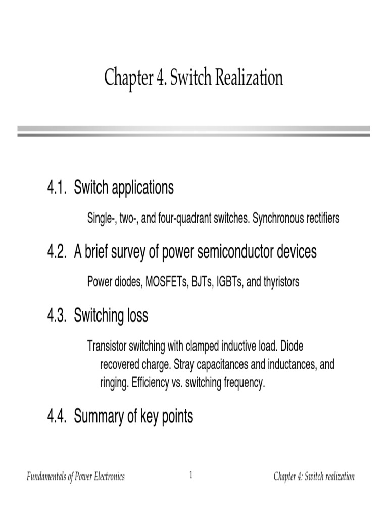 Sect. 4.1.1 SingleQuadrant Switches PDF Power Electronics Computer Engineering
