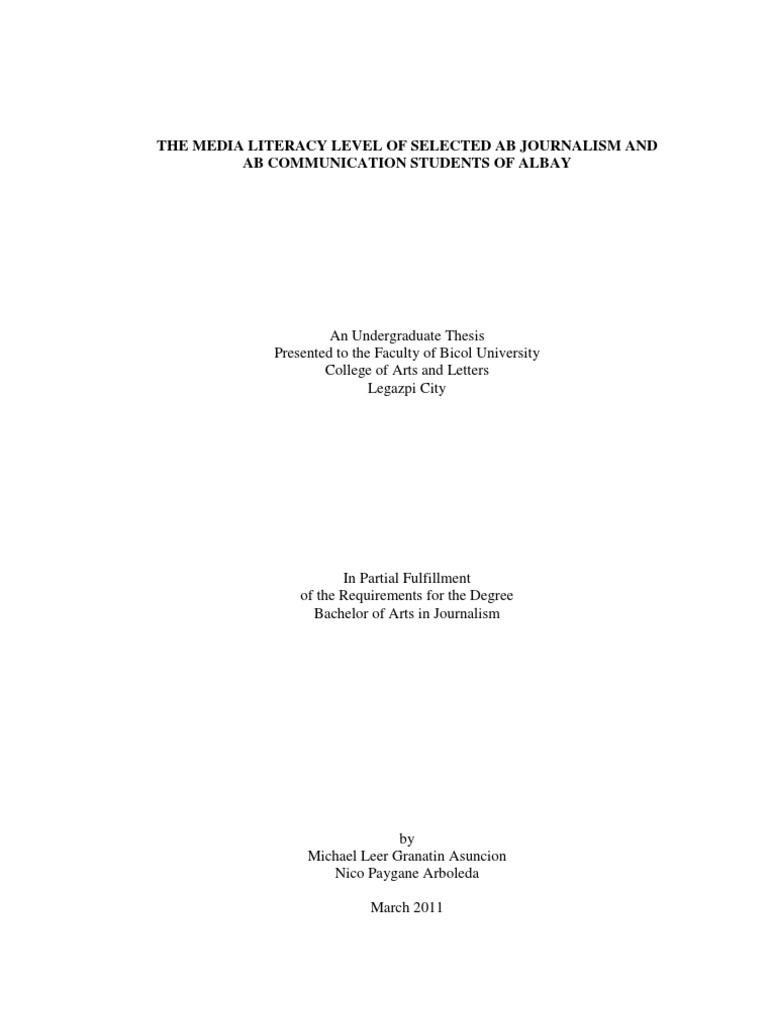 Undergraduate thesis titles in the philippines