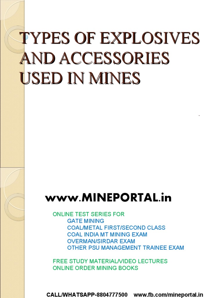 Mining Explosives and Accessories Guide | PDF | Explosion | Gunpowder