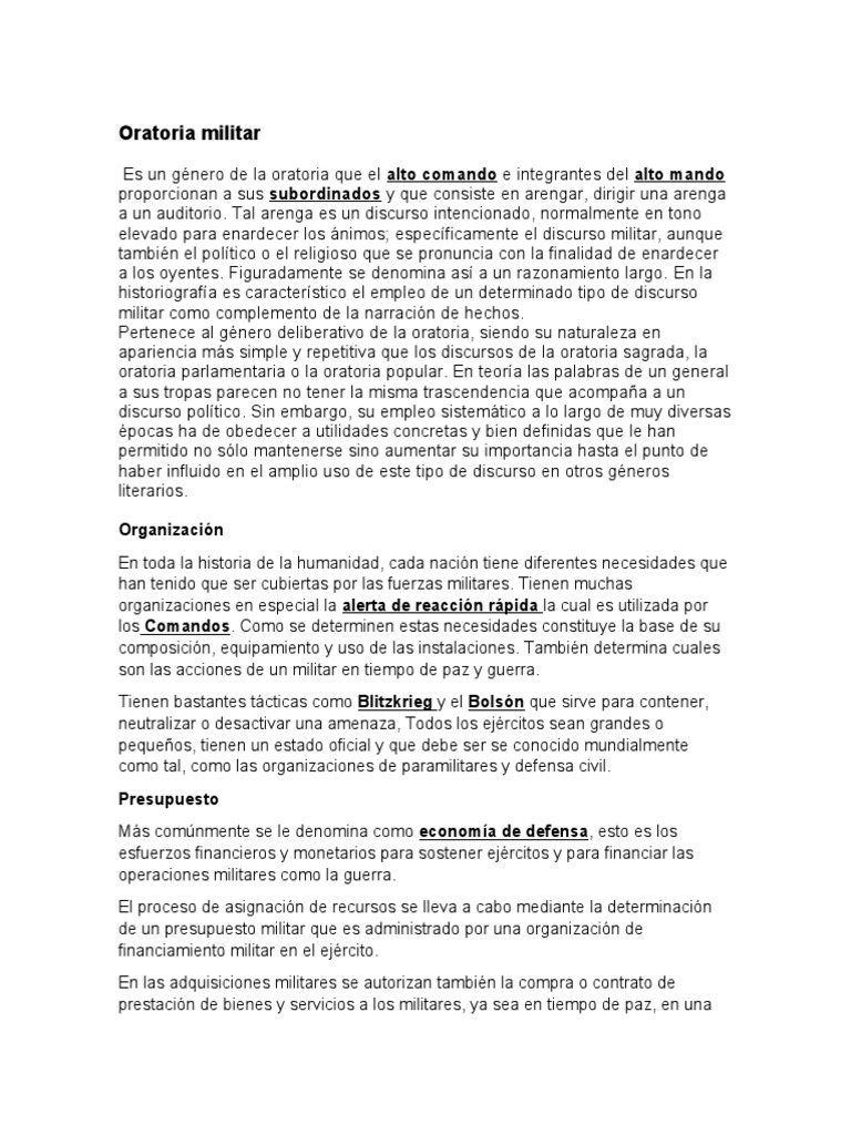 Oratoria Militar PDF Ciencia militar Militar