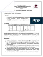 Computer Fundamentals and Programming 2 Laboratory Laboratory No. 3 Title: Microsoft Excel Programming