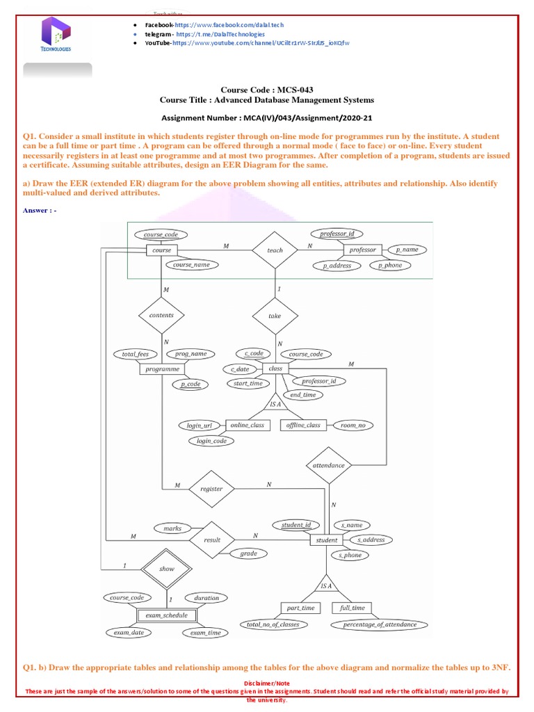 Database Design for Student Registration and Course Management System ...
