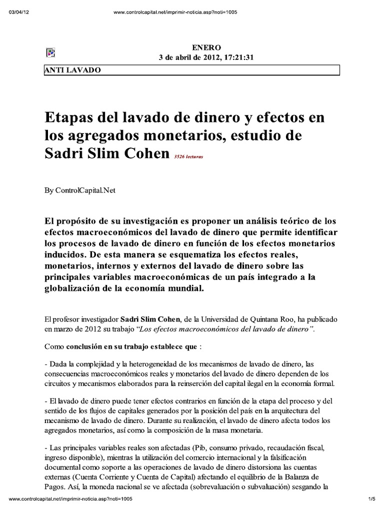 Etapas Del Lavado de Dinero | PDF