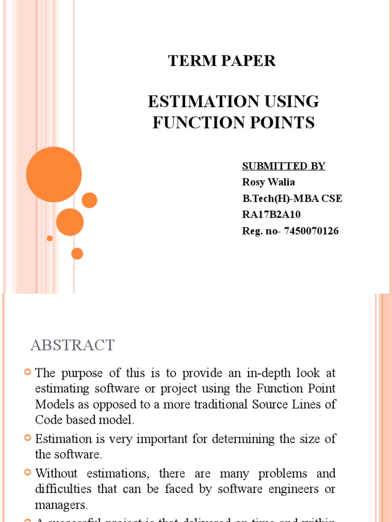 Estimation Using Function Points: Term Paper | PDF