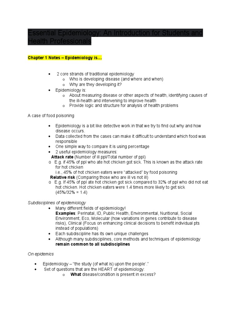 Essential Epidemiology Textbook Chapter 1 Notes | PDF | Epidemiology ...
