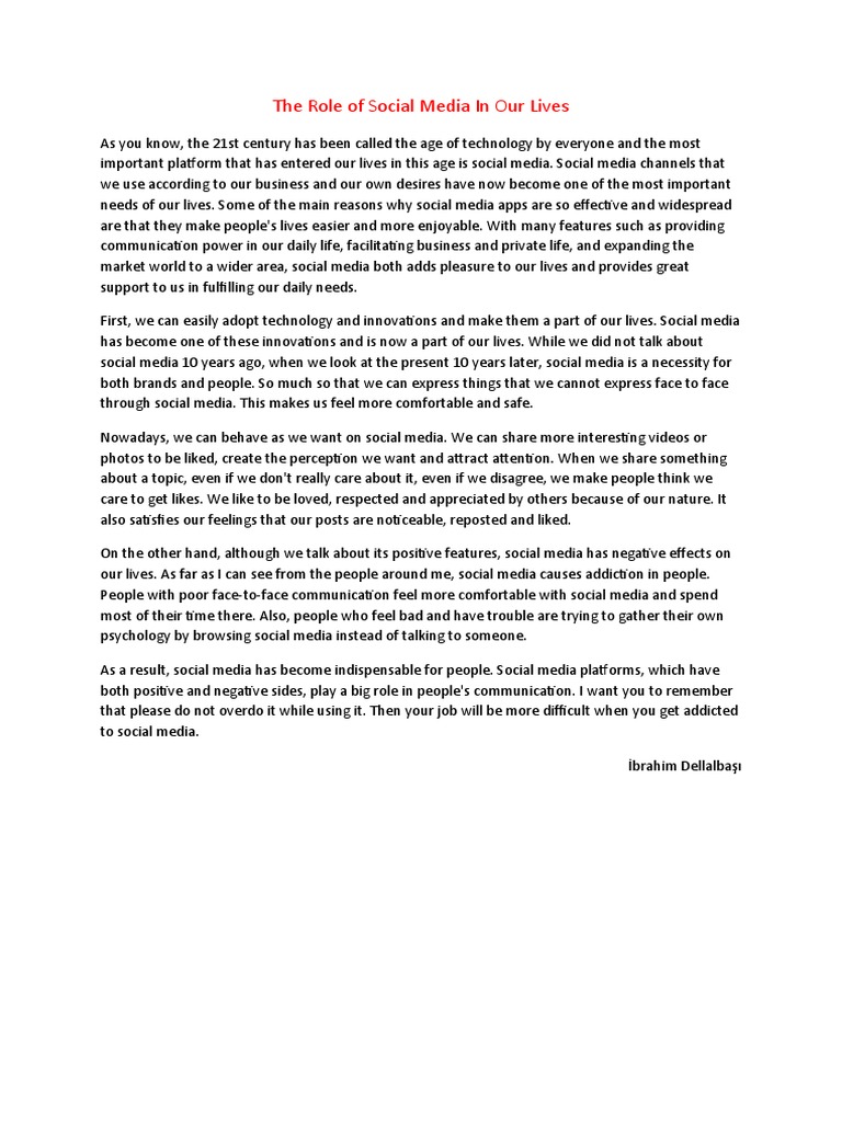 The Impact of Social Media in Our Lives | PDF | Social Media | Popular ...