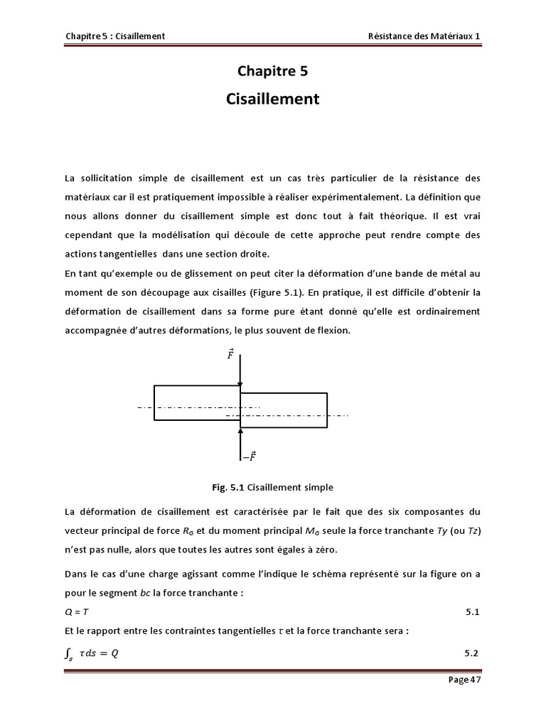 5 Cisaillement | PDF | Contrainte de cisaillement | Résistance des ...