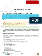 Primaria: 1. Cambios Temporales de Los Materiales. 2. Cambios Permanentes de Los Materiales