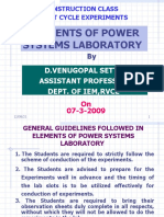 Elements of Power Systems Laboratory: D.Venugopal Setty, Assistant Professor, Dept. of Iem, Rvce