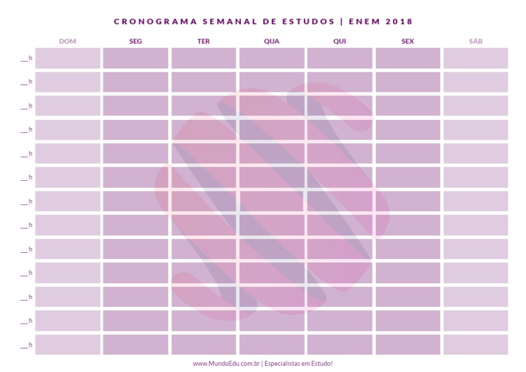Cronograma de Estudos Semanal - Versão para Impressão | PDF