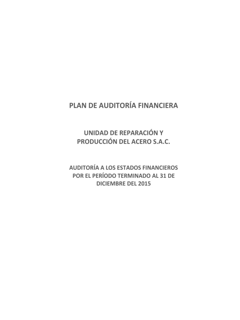 Plan de Auditoría Financiera 2015 | PDF