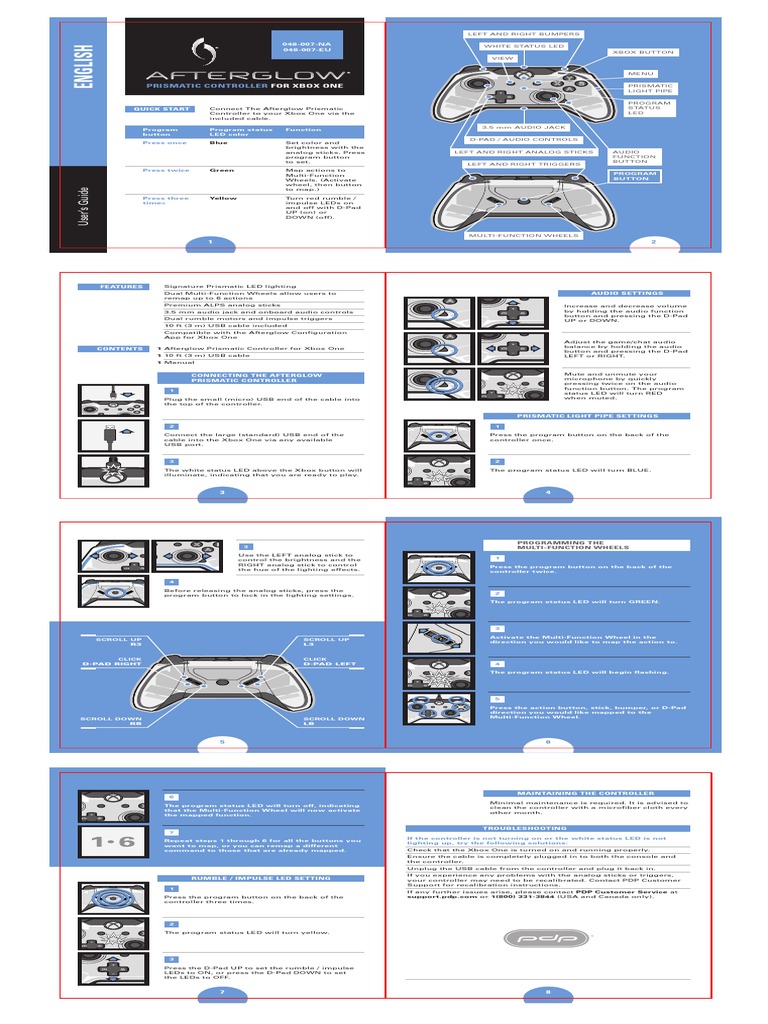Afterglow Prismatic Xbox One Manual | PDF | Xbox | Video Game Hardware