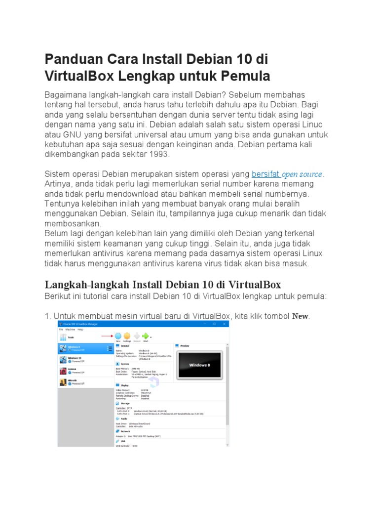 Panduan Instalasi Debian 10 di VirtualBox | PDF