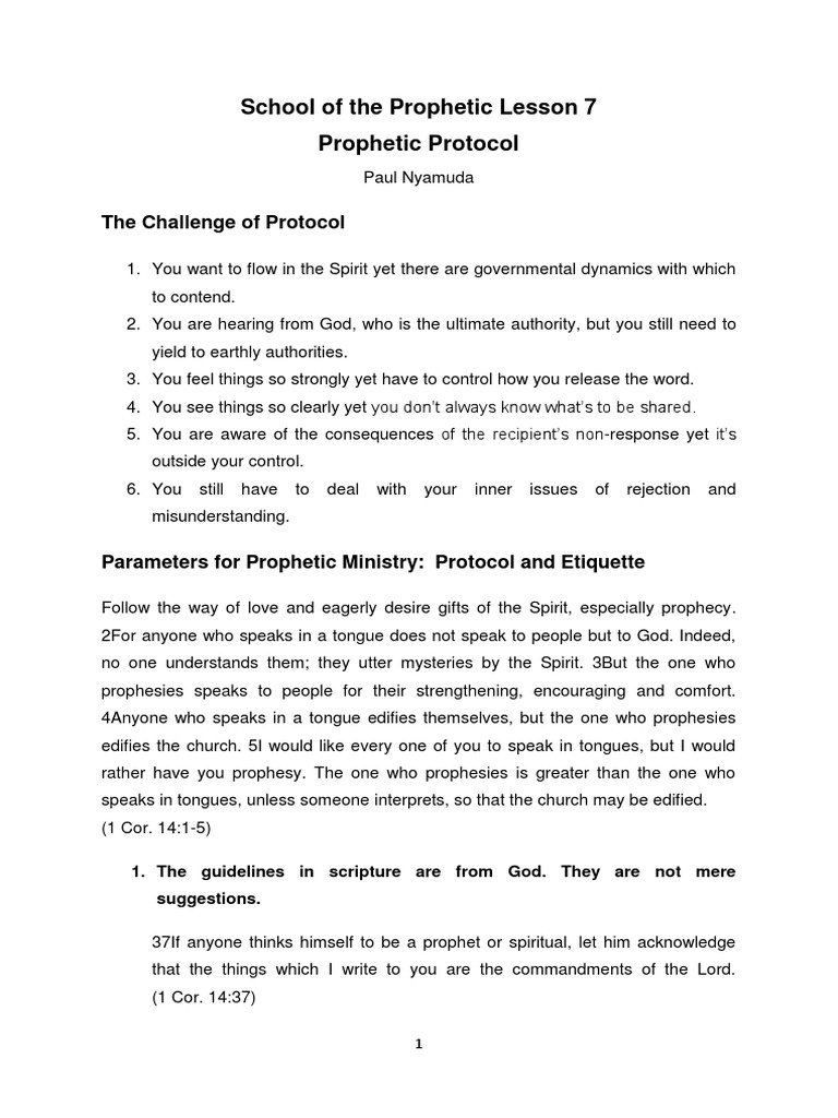 Prophetic Protocol and Ministry Guidelines | PDF | Prophecy | Spiritual ...
