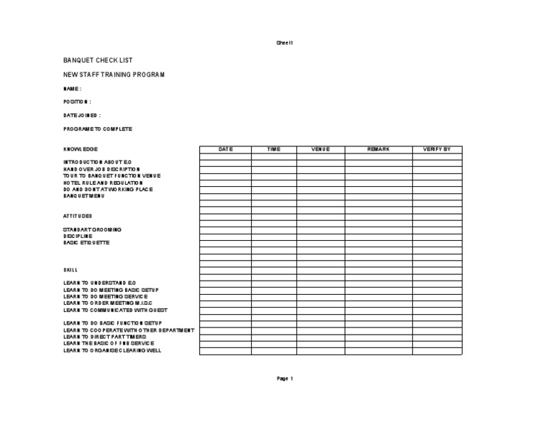 Banquet Staff Training Checklist | PDF | Applied Psychology | Behavior ...