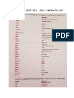 Prefixes and Suffixes Used in Hematology