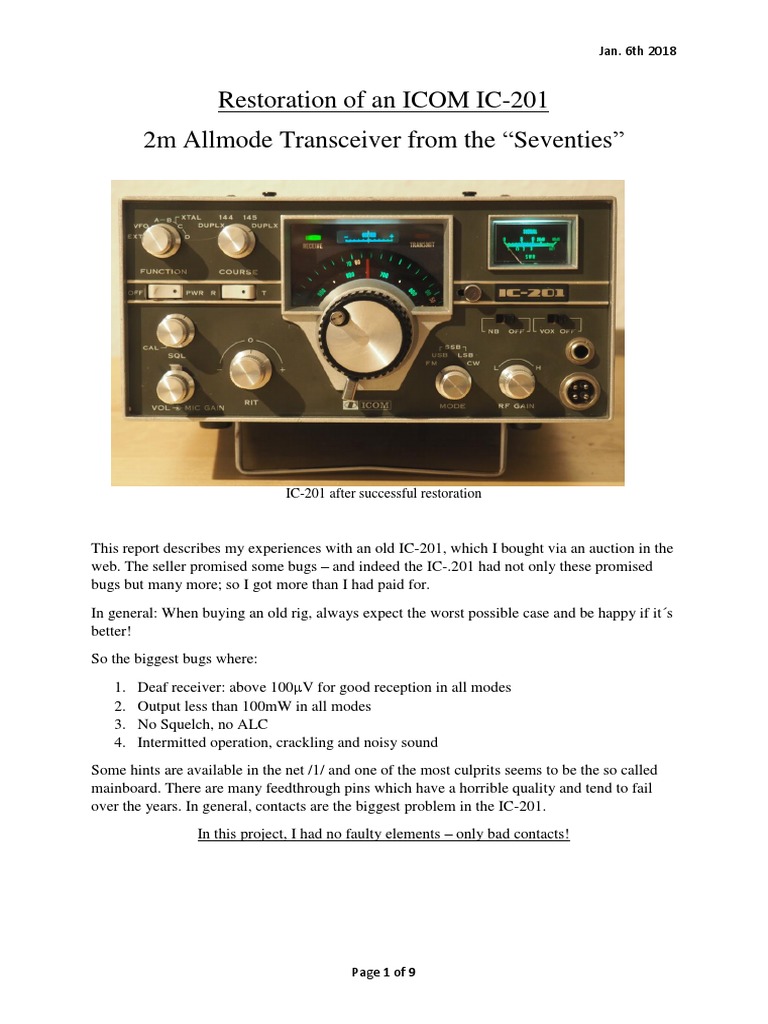 Restoring an ICOM IC-201 Transceiver | PDF | Electrical Connector ...