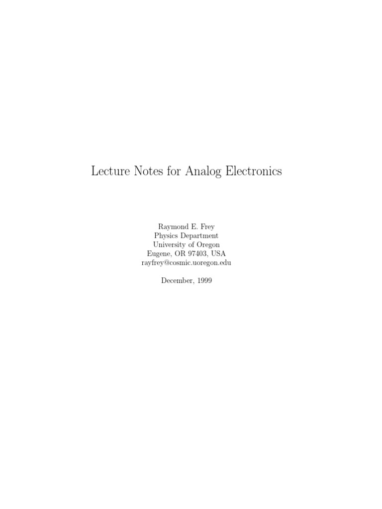 Analog Electronics Lecture Notes | PDF | Electronic Filter | P–N Junction