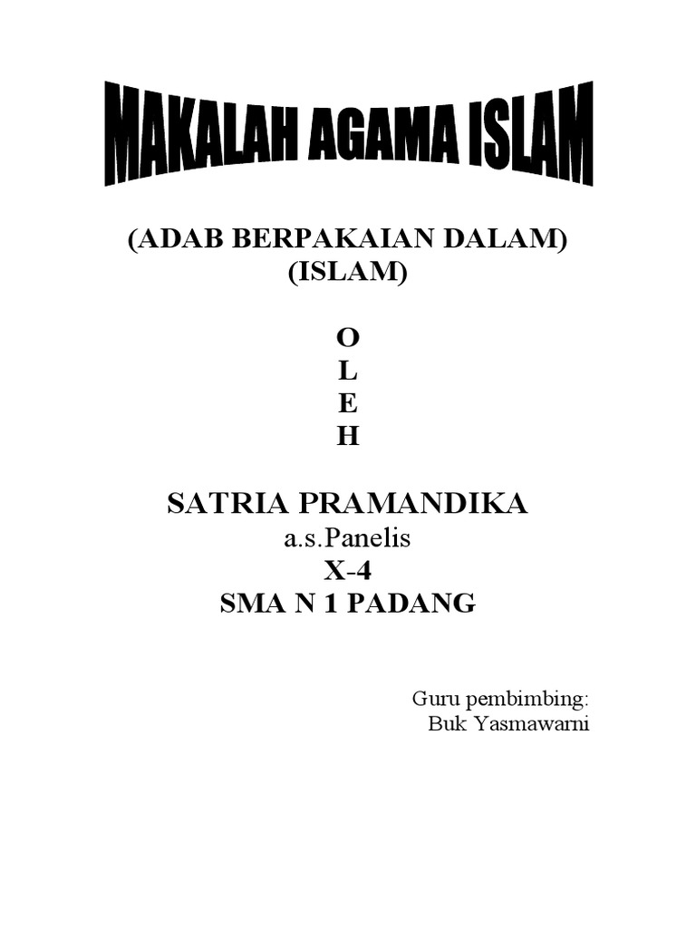 Adab Berpakaian Dalam Islam Pdf