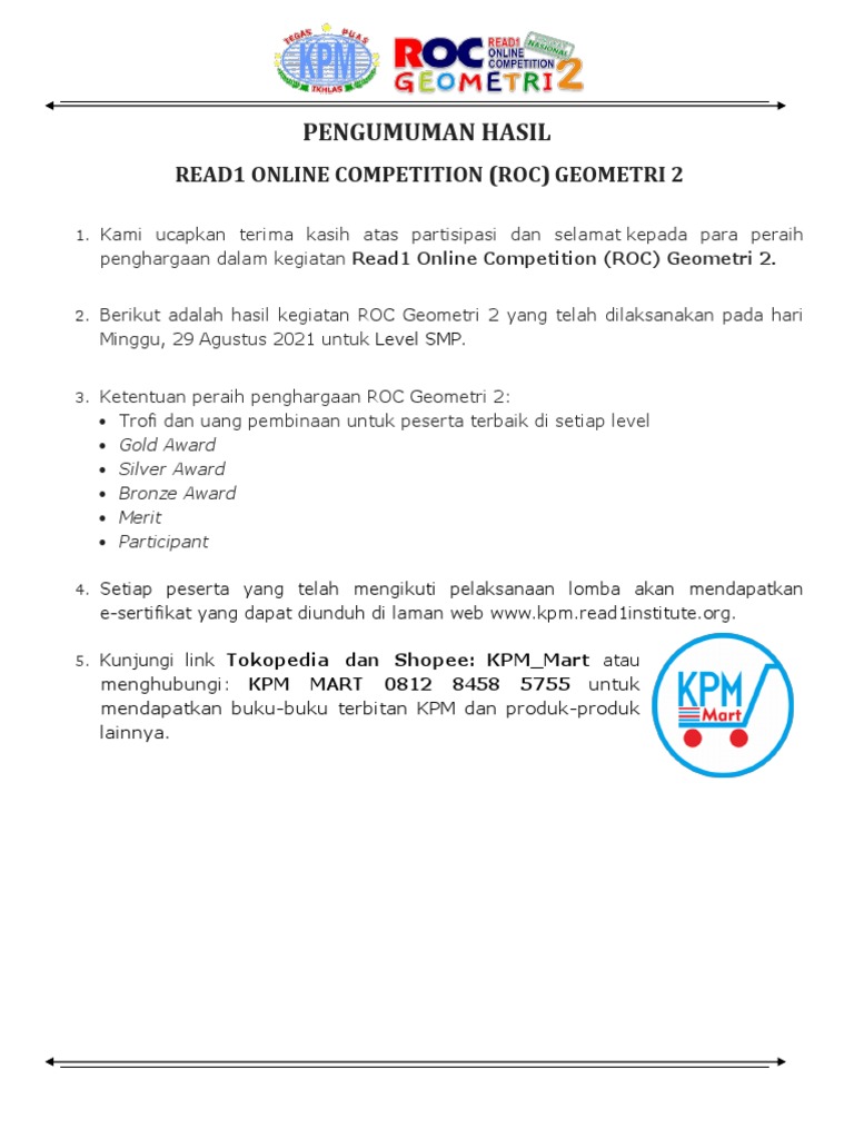Hasil ROC Geometry Tingkat SMP | PDF