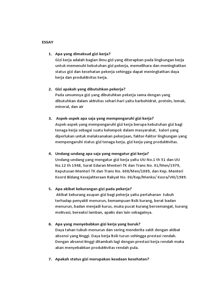 Gizi Kerja Kesehatan Dan Produktivitas Pekerja Pdf Kesehatan Holistik